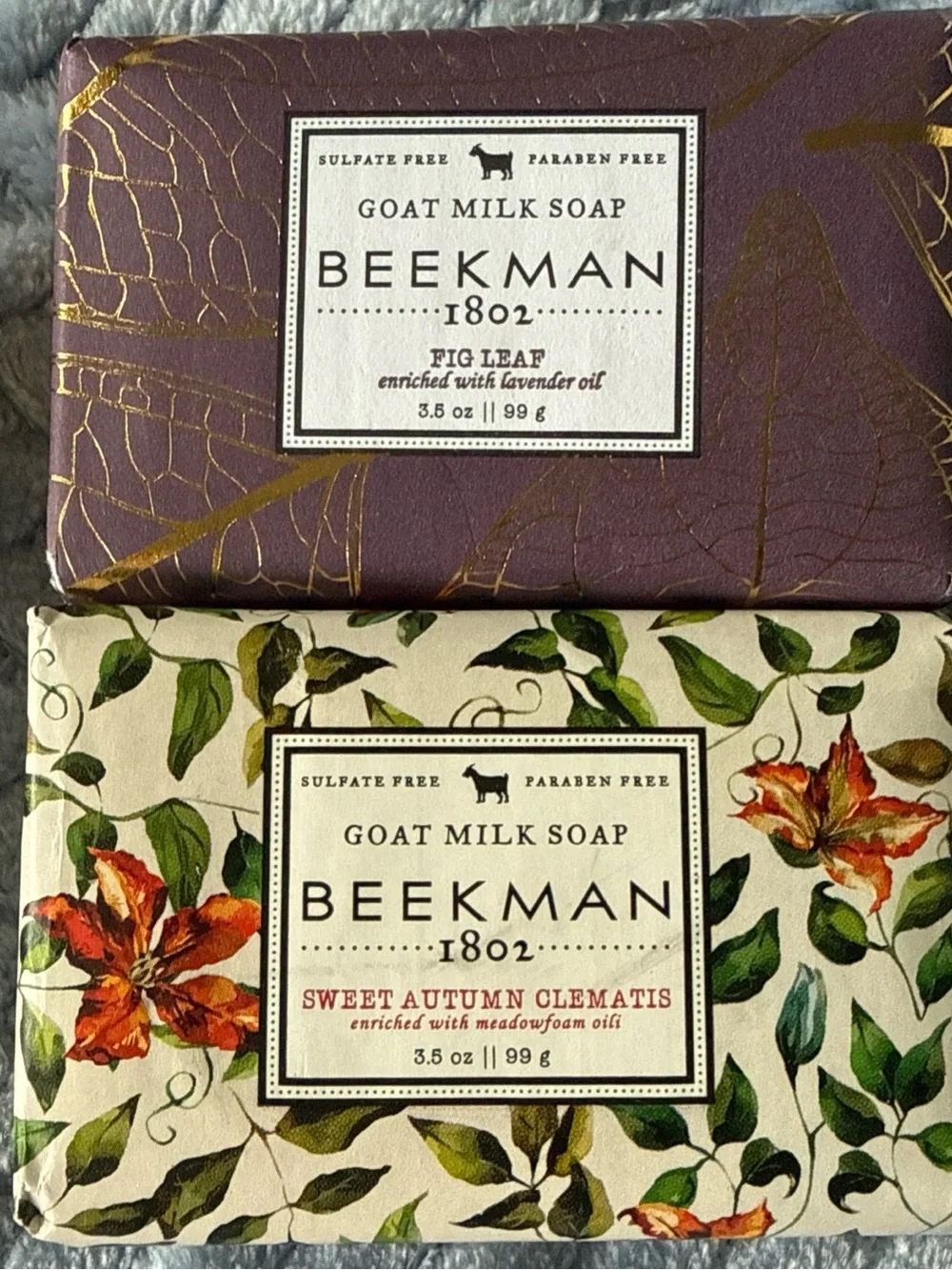 Beekman 1802 Goat Milk Soap Set — Cream, Purple, Beige, Green